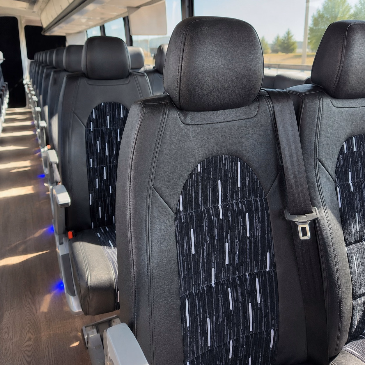 56 passenger charter bus inside